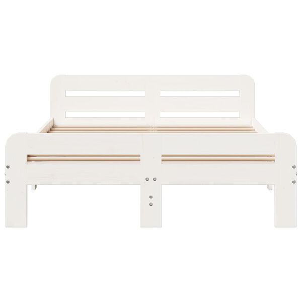 vidaXL Cadre de lit sans matelas blanc 135x190 cm bois de pin massif