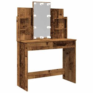 vidaXL Coiffeuse avec lumi&egrave;res LED vieux bois 96x40x142 cm