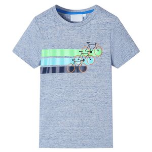 vidaXL T-shirt pour enfants avec manches courtes m&eacute;lange bleu 116