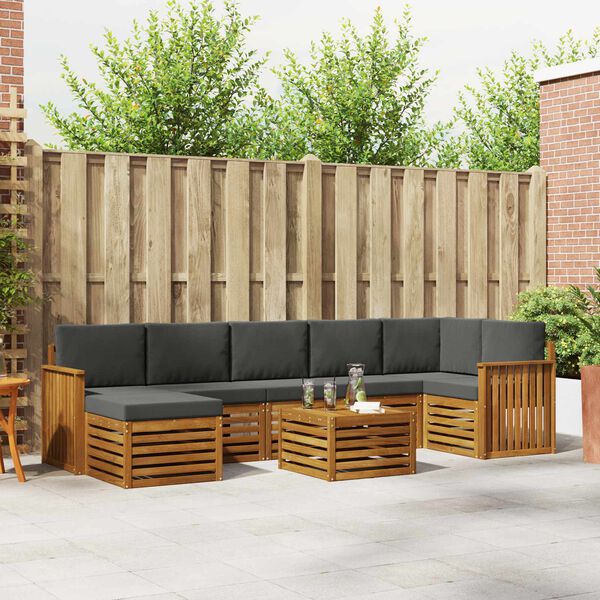 vidaXL Ensemble de canap&eacute; d'angle 8 pcs Naturel et Anthracite