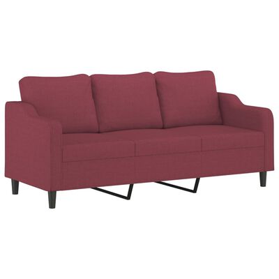 vidaXL Ensemble de canapés 3 pcs avec coussins Rouge bordeaux Tissu