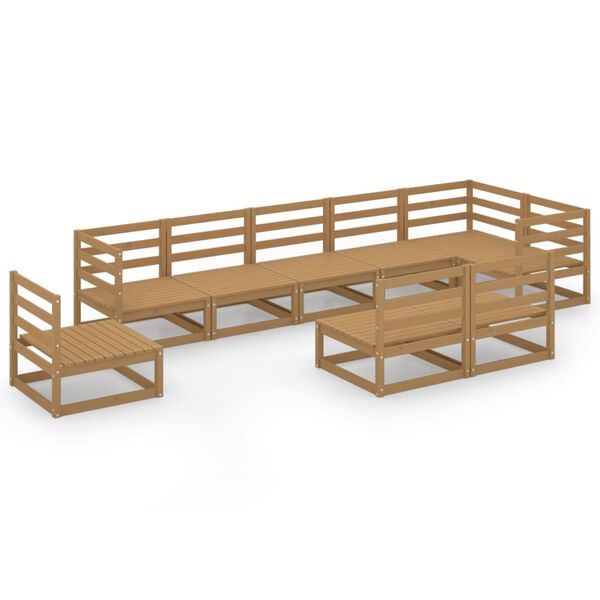 vidaXL Salon de jardin 9 pcs marron miel bois de pin massif