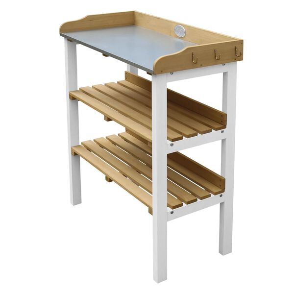 AXI Table de rempotage avec 2 &eacute;tag&egrave;res de rangement Marron et blanc