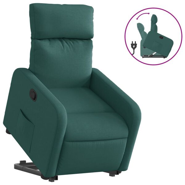 vidaXL Fauteuil inclinable vert fonc&eacute; tissu