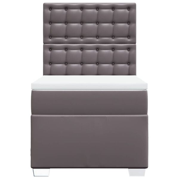 vidaXL Sommier &agrave; lattes de lit avec matelas Gris 100x200 cm Similicuir