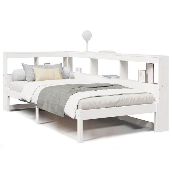 vidaXL Lit biblioth&egrave;que sans matelas blanc 100x200 cm bois pin massif