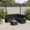 vidaXL Salon de jardin 6 pcs avec coussins noir r&eacute;sine tress&eacute;e