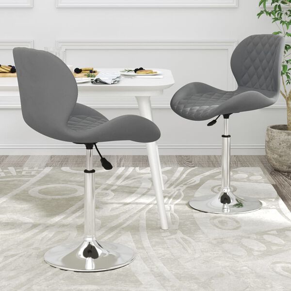 vidaXL Chaises pivotantes &agrave; manger lot de 2 Gris fonc&eacute; Velours