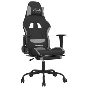 vidaXL Chaise de jeu avec repose-pied Noir et gris clair Tissu