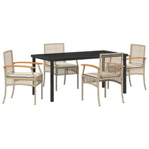 vidaXL Ensemble de salle &agrave; manger pour jardin 5 pcs Beige polyrotin