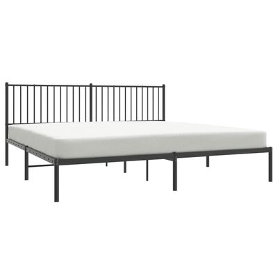 vidaXL Cadre de lit métal sans matelas avec tête de lit noir 193x203cm