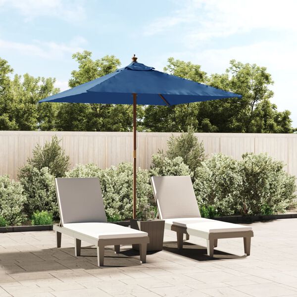 vidaXL Parasol de jardin avec m&acirc;t en bois bleu azur&eacute; 198x198x231 cm