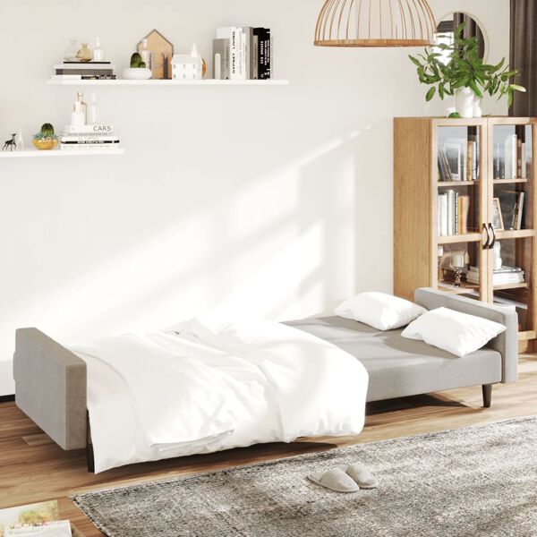 vidaXL Canap&eacute;-lit &agrave; 2 places Gris clair Velours