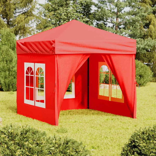 vidaXL Tente de r&eacute;ception pliable avec parois Rouge 2x2 m