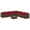 vidaXL Salon de jardin 8 pcs avec coussins r&eacute;sine tress&eacute;e marron