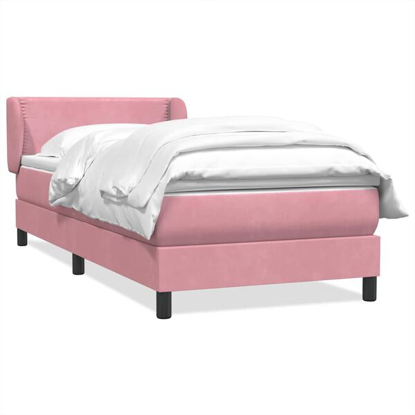 vidaXL Sommier &agrave; lattes de lit avec matelas rose 90x220 cm velours