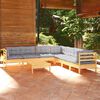 vidaXL Salon de jardin 8 pcs avec coussins gris Bois de pin massif
