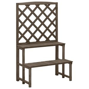 vidaXL Support de plantes et treillis Gris 70x42x115 cm Bois de sapin