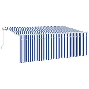 vidaXL Auvent R&eacute;tractable Ray&eacute; Bleu 350 x 200 cm tissu