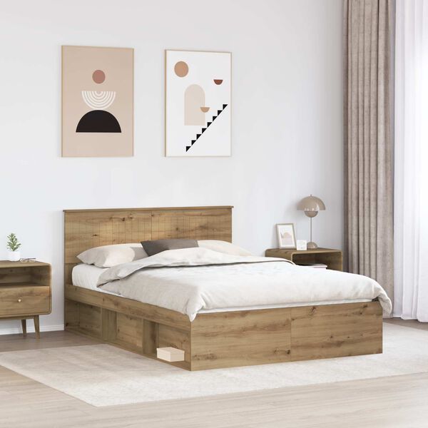 vidaXL Cadre de lit Ch&ecirc;ne artisan 140 x 200 cm Pin massif