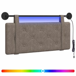 vidaXL T&ecirc;te de lit suspendue Avec lumi&egrave;re LED Gris PU antique