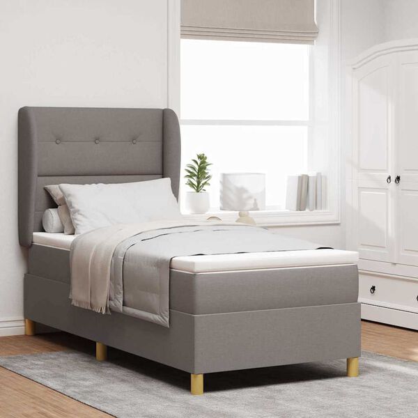 vidaXL Lit &agrave; ressorts avec matelas gris fonc&eacute; 90x190 cm Taupe tissu