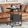 vidaXL Table d'appoint avec roues noir 55x36x63,5 cm bois d'ing&eacute;nierie