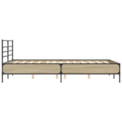 vidaXL Cadre de lit chêne sonoma 135x190 cm bois d'ingénierie et métal