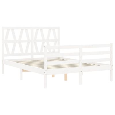 vidaXL Cadre de lit sans matelas blanc bois massif