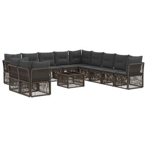 vidaXL Ensemble de canap&eacute; de jardin 12 pc Gris polyrotin