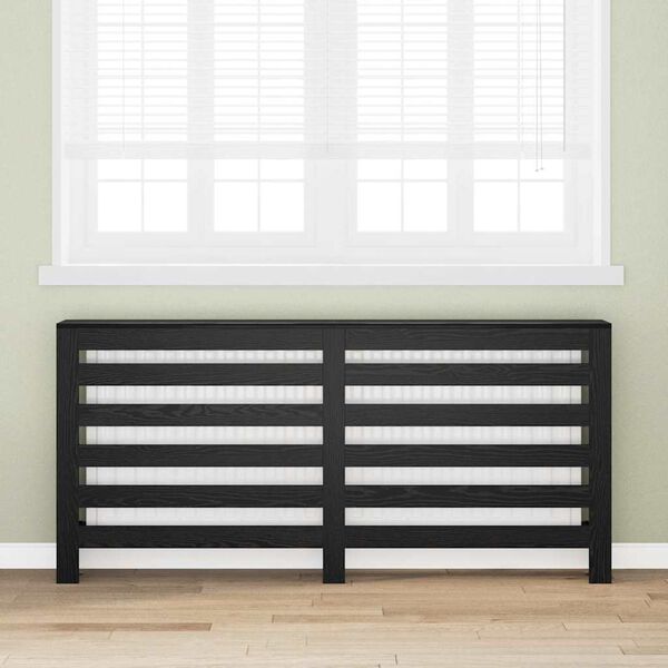 vidaXL Cache-Radiateur Ch&ecirc;ne noir 175 x 20 x 82 cm Bois d'ing&eacute;nierie