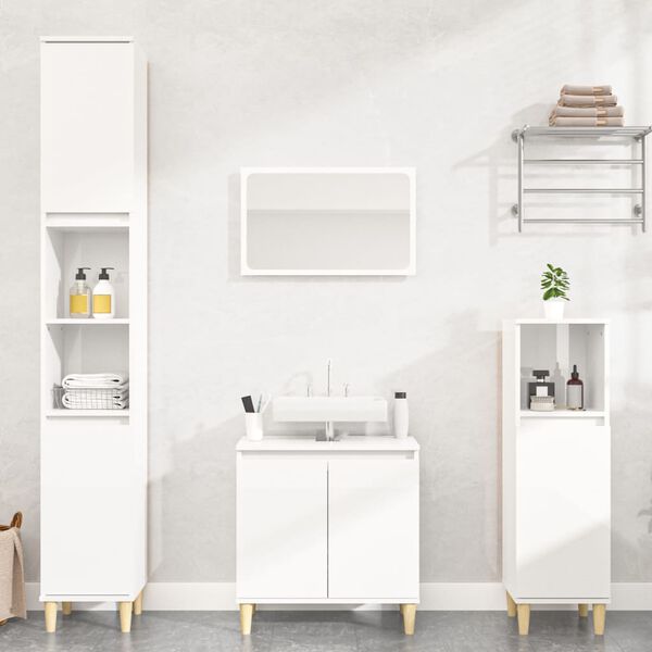 vidaXL Ensemble de meubles de salle de bain 2 pcs blanc brillant