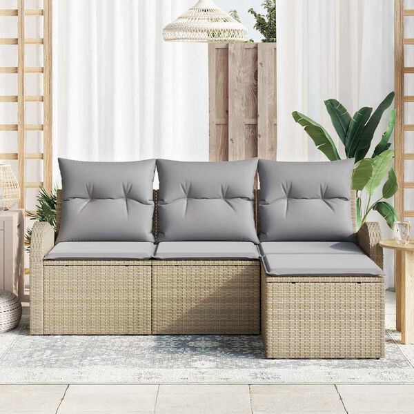vidaXL Ensemble de canap&eacute; de jardin Beige polyrotin