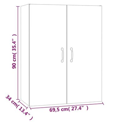 vidaXL Armoire suspendue Noir 69,5x34x90 cm Bois d'ingénierie