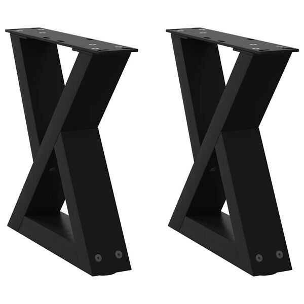 vidaXL Pieds de table basse 2 pi&egrave;ces Noir 40 x (30-31,3) cm Acier