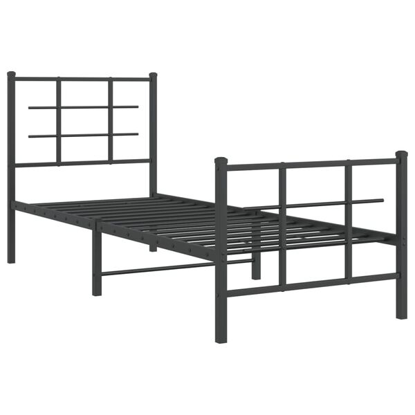 vidaXL Cadre de lit métal sans matelas avec pied de lit noir 75x190 cm