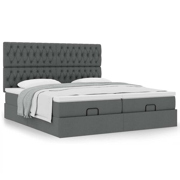 VidaXL Cadre de lit ottoman avec matelas gris fonc&eacute; 160x200cm tissu