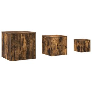 vidaXL Tables d'appoint 3 pcs Ch&ecirc;ne fum&eacute; Bois d'ing&eacute;nierie