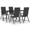 vidaXL Ensemble &agrave; manger de jardin 5 pcs Noir R&eacute;sine tress&eacute;e