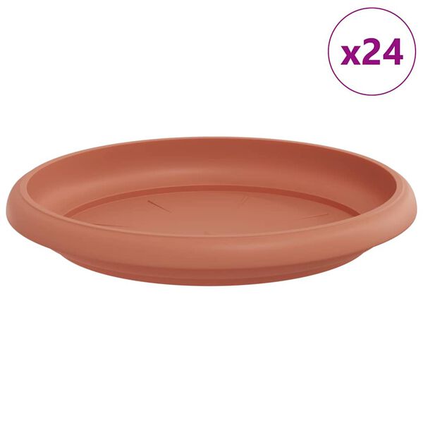 vidaXL Plateau &agrave; fleurs rond 24 pcs Rouge brique &Oslash; 14 x 2 cm Plastique