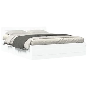 vidaXL Cadre de lit avec t&ecirc;te de lit sans matelas blanc 150x200 cm
