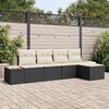 vidaXL Ensemble de canap&eacute; de jardin 5 pcs Noir et Cr&egrave;me Poly Rattan
