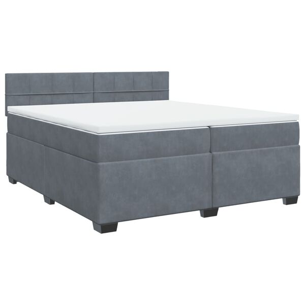 vidaXL Sommier &agrave; lattes de lit et matelas Gris fonc&eacute; 200x200cm Velours