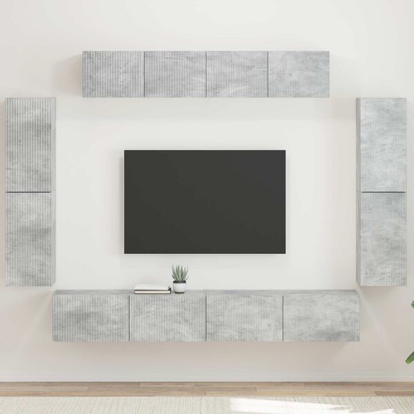 vidaXL Meuble TV 8 pcs Gris b&eacute;ton