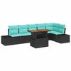 vidaXL Ensemble de canap&eacute; de jardin 7 pc Noir Poly rotin