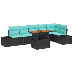 vidaXL Ensemble de canap&eacute; de jardin 7 pc Noir Poly rotin