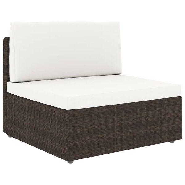 vidaXL Salon de jardin 14 pcs avec coussins Marron R&eacute;sine tress&eacute;e