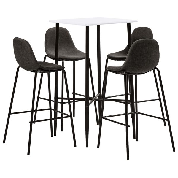 vidaXL Ensemble de bar 5 pcs Tissu Gris fonc&eacute;