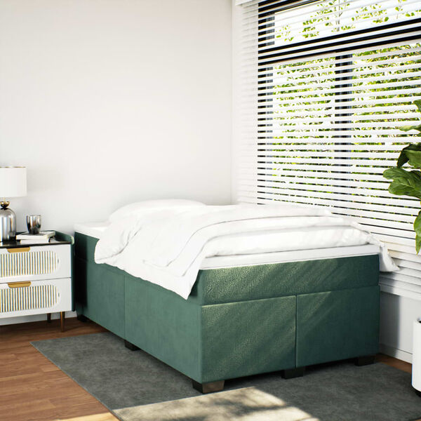 vidaXL Sommier &agrave; lattes de lit avec matelas vert fonc&eacute; 120x190 cm