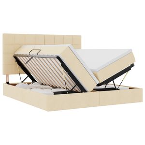 vidaXL Lit de rangement LED avec matelas Cr&egrave;me 180 x 200 cm Tissu